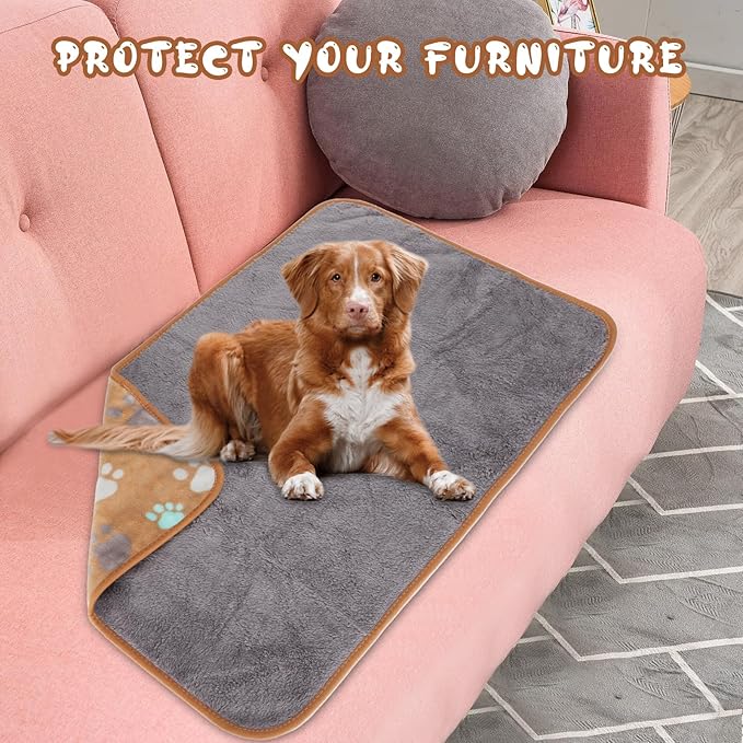 YUEPET Waterproof Dog Blankets 2 Pack 30"×20"(Grey+Coffee)