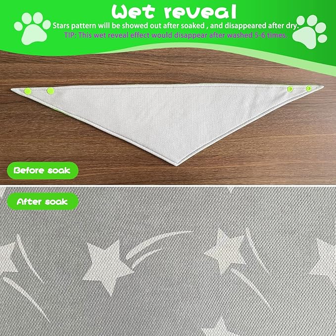 Dog Summer Cool Down Bandana, 3 Layers Special Cooling Materials, Using Water Cool Down, Reversible and Wet Reveal Ice Bandana, Cooling Reflective Dog Bandana (Blue.M)
