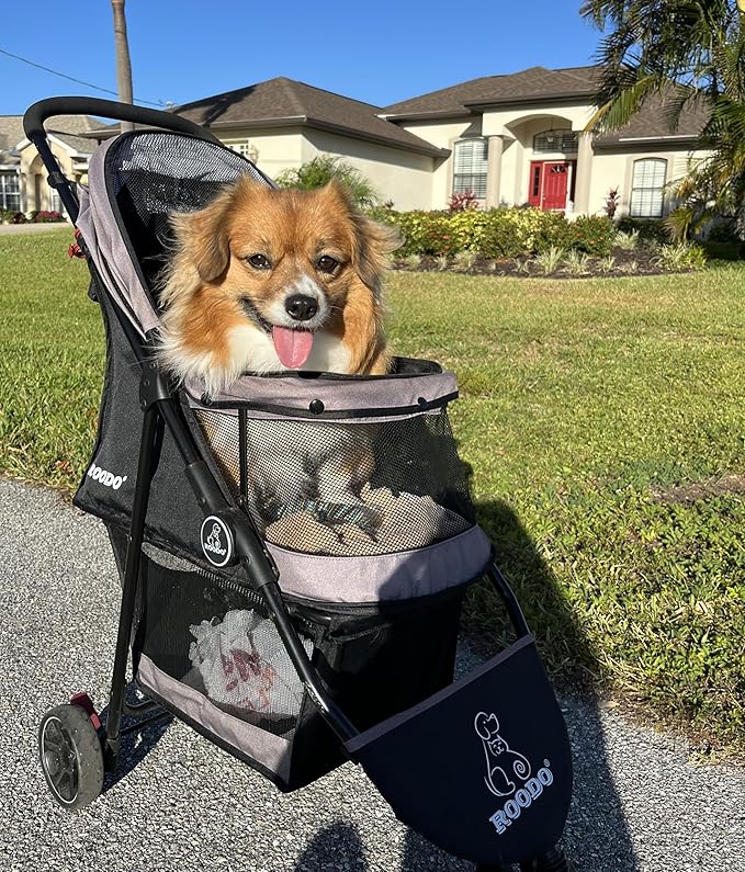 ROODO Escort 3Wheel Dog Stroller Cat Stroller Pet Stroller for Small Dogs and Cats