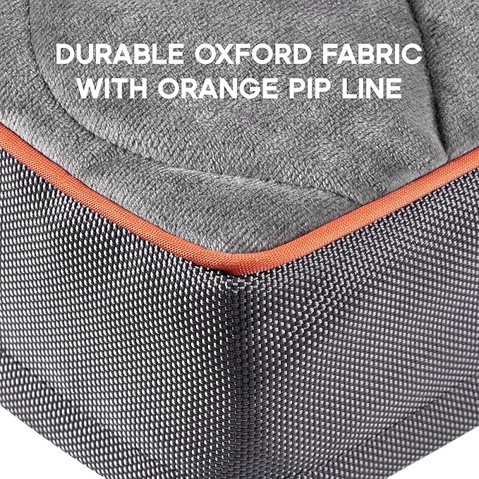 Medium Waterproof Orthopedic Egg Crate Foam Dog&Cat Beds Supportive Dog Bed Matt for Small Dogs Removable Washable Cover Oxford Fabric Bottom & Quilted Velvet Top 50lbs