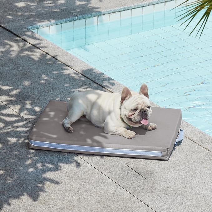 Bedsure Chewproof Durable Outdoor Waterproof Dog Bed with Heavy Duty Cover (30"x20", Grey)