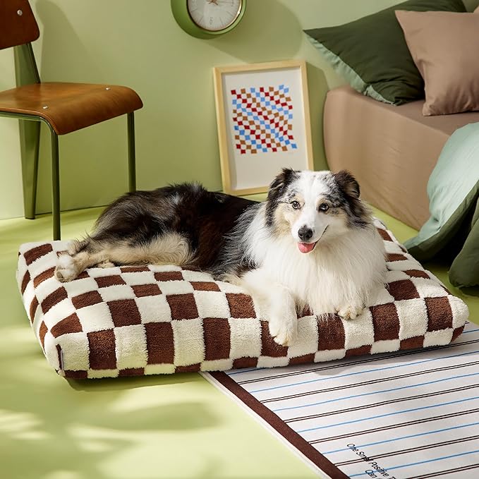 Lesure XLarge Dog Bed-Thick Shredded Chopped Foam Pet Bed Bottom(41'x28', Brown)