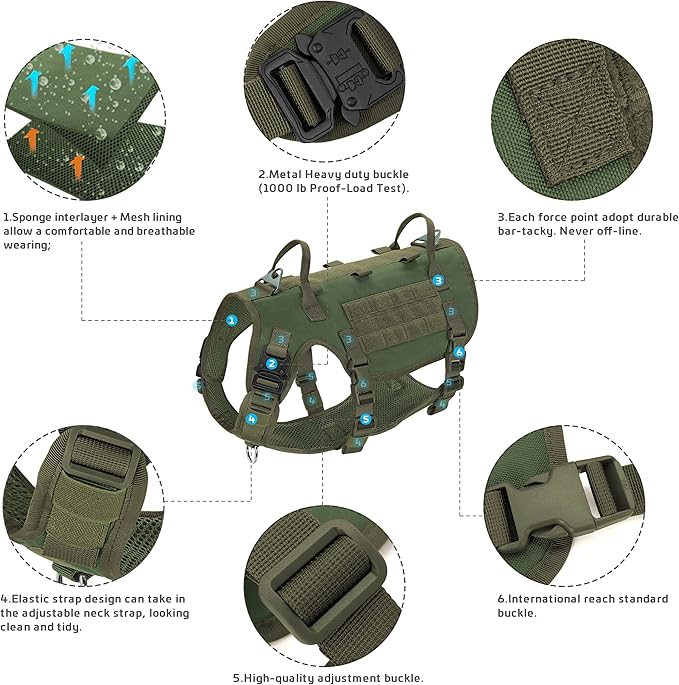 Forestpaw Tactical Dog Harness for Large Dogs