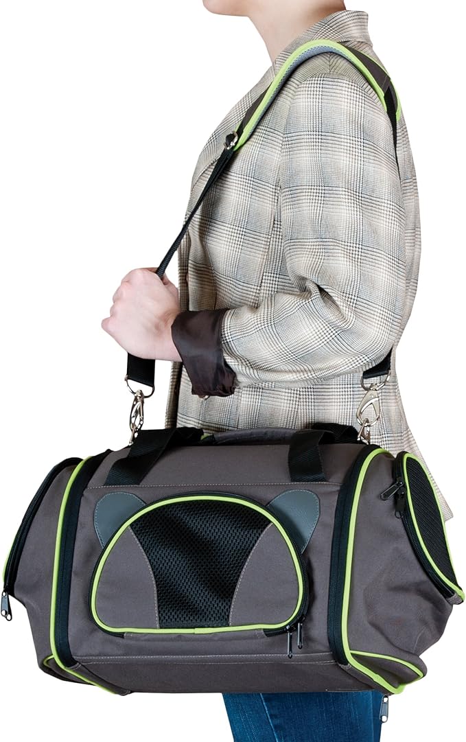 K&H Pet Products Classy Go Pet Carrier Brown/Lime 21" x 10" x 10.5"