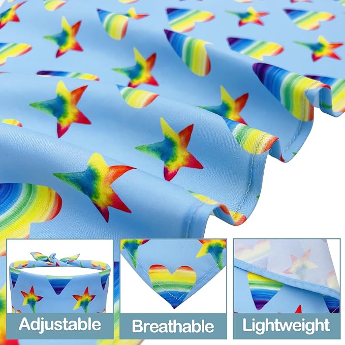 10PCS Pride Day Dog Bandanas with Rainbow Color for Large Extral Large XL XXL Dog Triangle Bibs Scarves Boys and Girls Gay Pride with Love is Love Kiss Me Grooming Accessories Costume