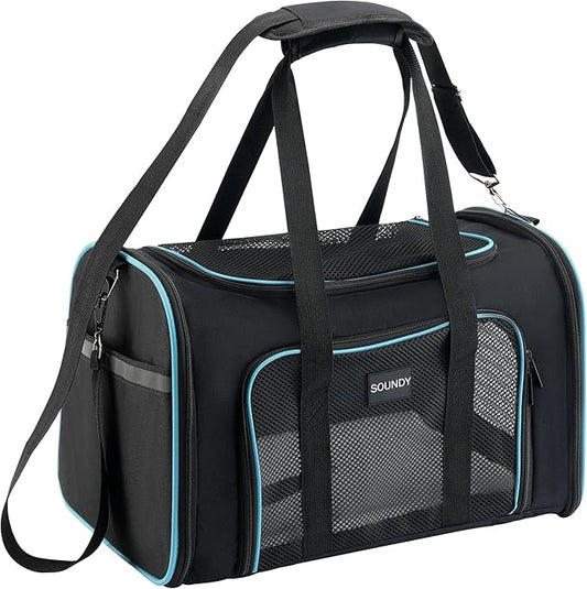 Soundy Dog Carrier Cat Carriers Airline Approved Pet Carrier for Small Medium Dogs Cats Under 15Lbs Puppies Collapsible Soft Sided TSA Travel Puppy Carrier Bag (Medium