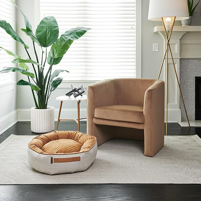 Luna Linen Cream Small Round Cloud Dog Bed