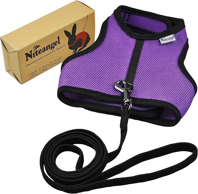 Niteangel Adjustable Soft Harness with Elastic Leash for Rabbits (L