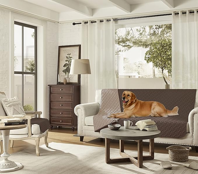 gogobunny 100% Double Sided Waterproof Dog Blanket Soft Pet Bed Cover Reversible Protect Furniture Couch Sofa Car for Puppy Cat Kids (Dark Chocolate/Light Chocolate 52x82 Inch 1))