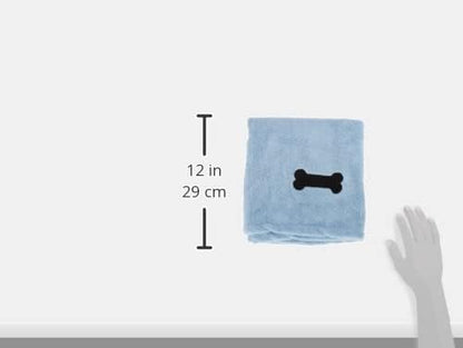 Bone Dry Pet Grooming Towel Collection Absorbent Microfiber X-Large, 41x23.5", Embroidered Blue