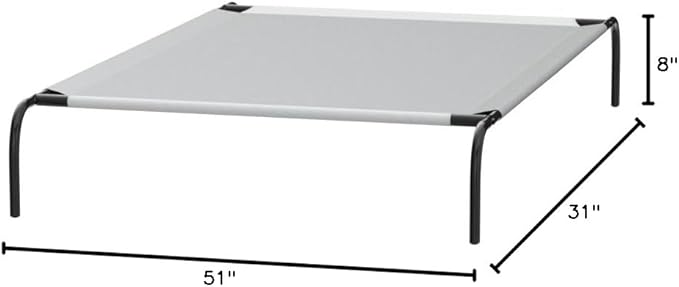 Amazon Basics Cooling Elevated Dog Bed with Metal Frame 51 x 31 x 8 Inch,