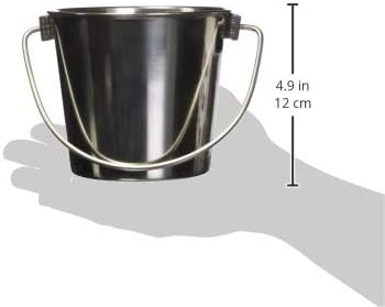 Fuzzy Puppy Heavy Duty Pail with Contoured Handle, Great for Dog, Cat and Critter Crates, Kennels, Coups & Cages, Stainless Steel, Silver, 1-Quart (HDP-1)