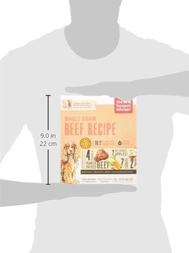 The Honest Kitchen Human Grade Dehydrated Whole Grain Dog Food – Complete Meal or Dog Food Topper – Beef 4 lb (makes 16 lbs)