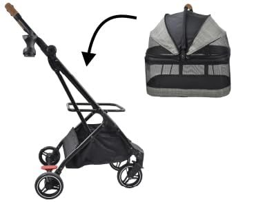 ROODO Dog Stroller Cat Stroller 3-in-1 Multifunctional 4 Wheels Lightweight Foldable Portable Detachble Pet Gear 30lbs Small