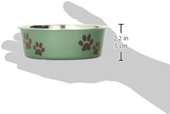 Loving Pets - Bella Bowls - Dog Food Water Bowl No Tip Stainless Steel Pet Bowl No Skid Spill Proof (Small, Artichoke Green)