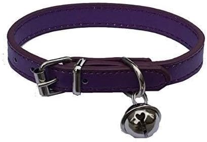 Purple Leather Pet Collars for Cats,Baby Puppy Dog,Adjustable 8"-10.5" Kitten Collar with Bell