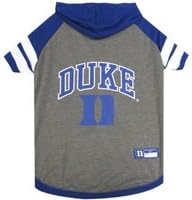 NCAA Duke Blue Devils Hoodie for Dogs & Cats, X-Small Collegiate Licensed Dog Hoody Tee Shirt. Sports Hoody T-Shirt for Pets. College Sporty Dog Hoodie Shirt.