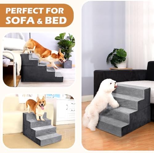 Heeyoo Dog Stairs for Small Dogs 5-Step Dog 23" High
