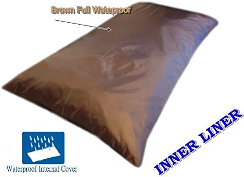 DIY Durable Brown Denim Fabric Heavy Duty Dog Bed Pillow Cover + Internal Waterproof Resistant Case for Medium Large Dogs - Covers ONLY Flat Style (Brown Denim, 47''x29'')