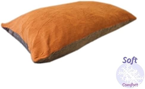 DIY Luxurious Brown Coral Fleece with Suede Fabric Case for Pet Bed or Pillow + Internal Half Waterproof Half Water Resistant Case for Medium Large Dogs - Covers ONLY Flat Style (47''x29'')