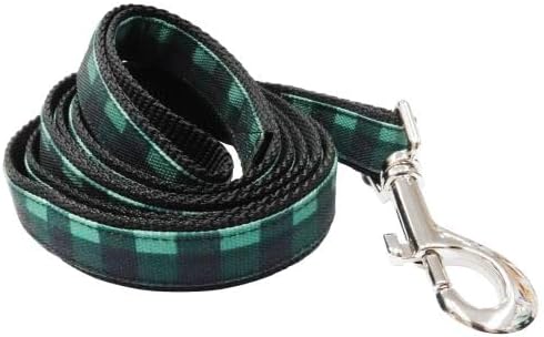 Dog Leash, Green Buffalo Check, Medium