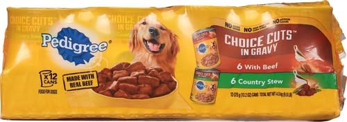 PEDIGREE CHOICE CUTS IN GRAVY Adult Canned Soft Wet Dog Food Variety Pack, with Beef and Country Stew, 13.2 oz. Cans (Pack of 12)