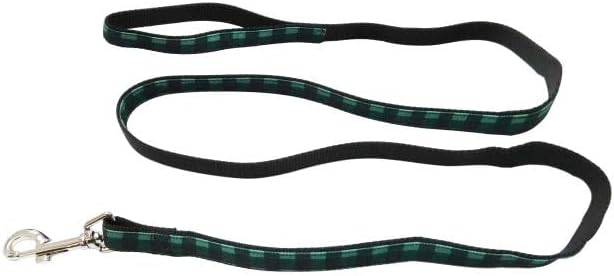 Dog Leash, Green Buffalo Check, Medium