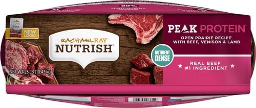 Rachael Ray Nutrish PEAK Natural Dry Dog Food with Added Vitamins, Minerals & Taurine, Open Prairie Recipe with Beef, Venison & Lamb, 23 Pounds, Grain Free (Packaging May Vary)