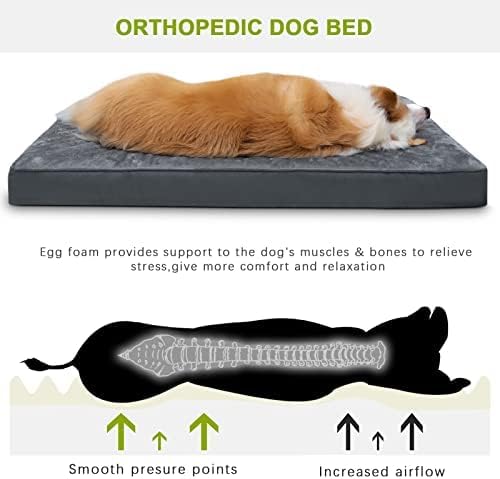 Orthopedic Dog Bed Waterproof Deluxe Plush Dog Beds with Removable Washable Cover Anti-Slip Bottom Pet Sleeping Mattress for Large 53 x 36 inch,
