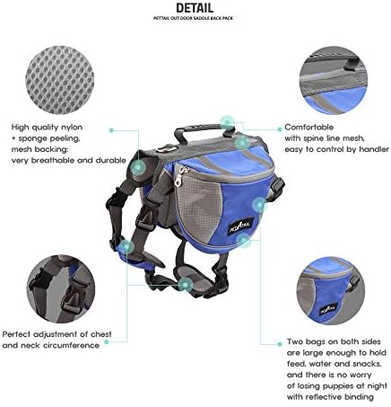 Hound Dog Saddlebags Hiking Gear Equipment Backpack Lightweight for Tactical Training, Travel (Medium, Blue)