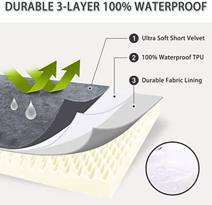 Orthopedic Dog Bed Waterproof Deluxe Plush Dog Beds with Removable Washable Cover Anti-Slip Bottom Pet Sleeping Mattress for Large 53 x 36 inch,