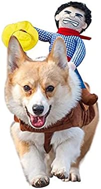 T2Y Cowboy Rider Dog Costume - Halloween Dog Costumes for Medium and Large Dogs, Dogs Clothes Knight Style with Doll and Hat for Halloween Day Pet Costume(Medium)