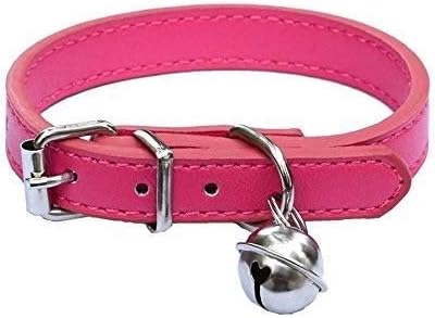 New Pink Leather Pet Collars for Cats,Baby Puppy Dog,Adjustable 8"-10.5" Kitten Collar with Bell