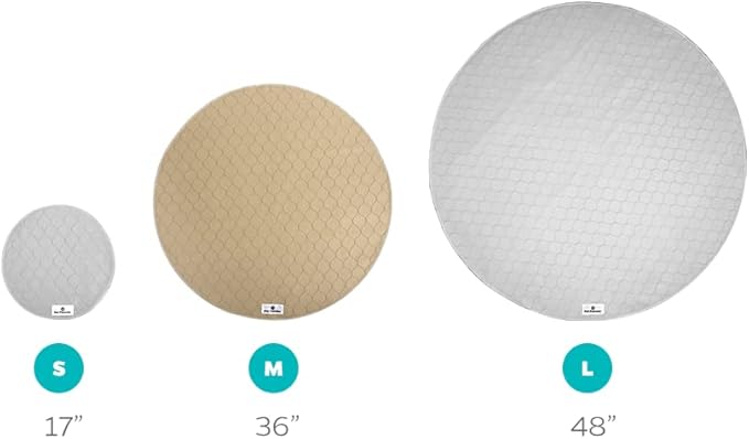 Pet Parents Washable Round Whelping Pads (2pack) of 36" Circle Premium Pee Pads for Dogs -1 Tan 1 Grey