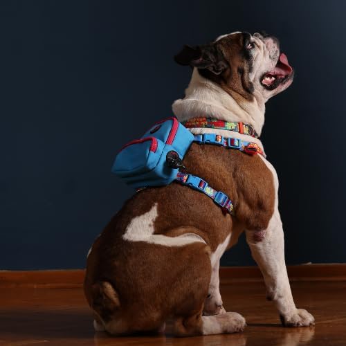 PawLook Dog Backpack Harness Dog Self Carrier Backpack-Poop Bag Dispenser Dog Backpack-Anti Slip Dog Backpack-Backpack for Dogs to Wear-Stylish Dogbagpack - GimmeFive Series 1 Piece (Blue, S)