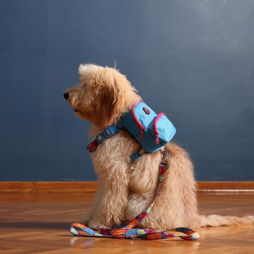 PawLook Dog Backpack Harness Dog Self Carrier Backpack-Poop Bag Dispenser Dog Backpack-Anti Slip Dog Backpack-Backpack for Dogs to Wear-Stylish Dogbagpack - GimmeFive Series 1 Piece (Blue, S)