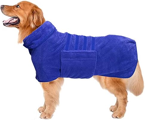 Dog Bathrobe Towel Geyecete Dog Drying Coat-Dry Fast Dog Bag-Pineapple Grid Fast Drying Super Absorbent Pet Dog Cat Bath Robe Towel-Blue-XS