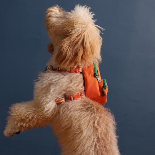 PawLook Dog Backpack Harness Dog Self Carrier Backpack-Poop Bag Dispenser Dog Backpack-Anti Slip Dog Backpack-Backpack for Dogs to Wear-Stylish Dogbagpack - GimmeFive Series 1 Piece (Orange, M)