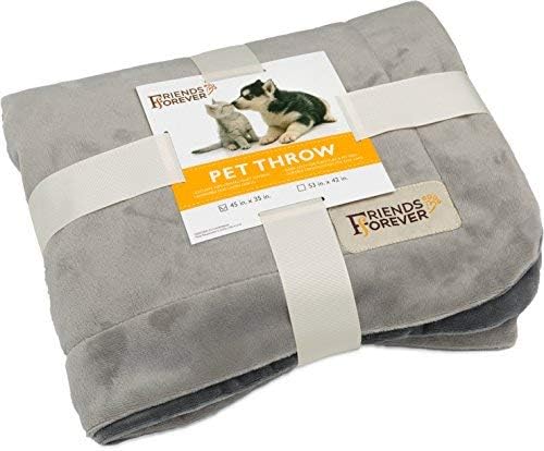 Friends Forever Durable Dog Blanket for Couch Protection, Two Tone Reversible Pet Hair Resistant Blanket for Dogs Cats Bed Kennel Crate Car Seat - Soft Velvet, Warm Fleece, Bailey 53" x 42"