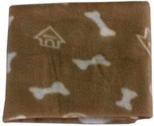 Puppy Blanket Bone House Bowl Prints Pet Cushion Small Dog Cat Bed Soft Warm Sleep Mat (Beige)