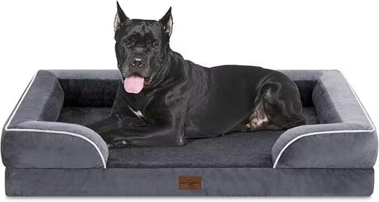 Waterproof Orthopedic Foam Dog Beds, XXL Orthopedic Dog Bed for Extra Large Dogs, Washable Dog Sofa Bed with Removable Cover & Non-Slip Bottom(XX-Large,Dark Grey)