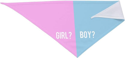 He Or She What Will It Be? Gender Reveal/Baby Announcement Dog Bandana,Pet Neckerchief for Pets Daily Wear Photo Prop Party Supplies (Pink/Blue-1)