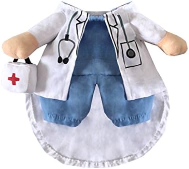 Mikayoo Pet Dog Cat Halloween Costume Doctor Nurse Costume Dog Jeans Clothes Cat Funny Apperal Outfit Uniform(Doctor