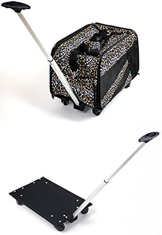 dbest products Pet Smart Cart, Medium, Leopard, Rolling Carrier with Wheels Soft Sided Collapsible Folding Travel Bag, Dog Cat Airline Approved Tote Luggage Backpack