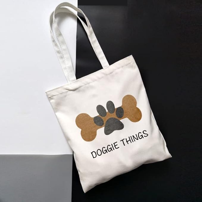 FOTAP Dog Lover Shopping Bag Dog Owner Tote Bag Doggie Things Tote Bag Dog Toys Tote Bag Dog Park Shopping Bag Doggie Gift