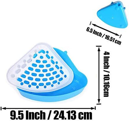 Hamster Pet Corner Toilet Litter Trays Cat Rabbit Clean Indoor Pet Potty Tray for Small Animal Guinea Pig Galesaur Ferret (Blue)