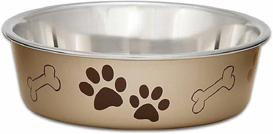 Loving Pets - Bella Bowls - Dog Food Water Bowl No Tip Stainless Steel Pet Bowl No Skid Spill Proof (Medium, Champagne)