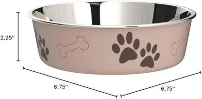 Loving Pets - Bella Bowls - Dog Food Water Bowl No Tip Stainless Steel Pet Bowl No Skid Spill Proof (Medium, Paparazzi Pink)