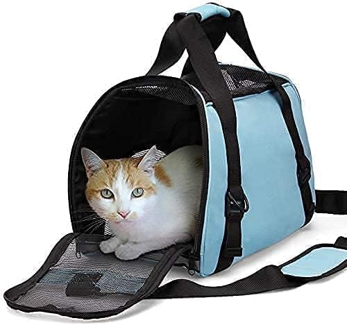 Cat Carrier,Soft-Sided Pet Travel Carrier for Cats,Dogs Puppy Comfort Portable Foldable Pet Bag Airline Approved (Small Blue)