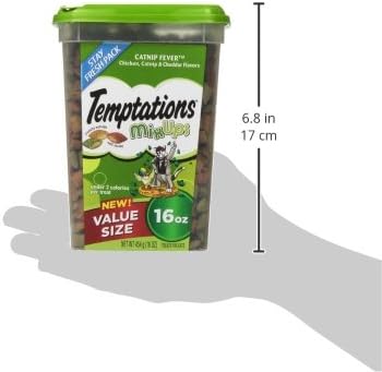 Temptations MIXUPS Crunchy and Soft Cat Treats Catnip Fever Flavor, 16 oz. Tub (Pack of 2)